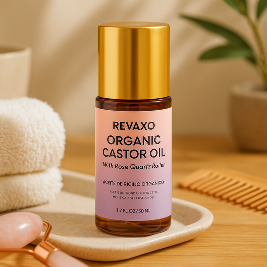 Organic Castor Oil with Rose Quartz Roller